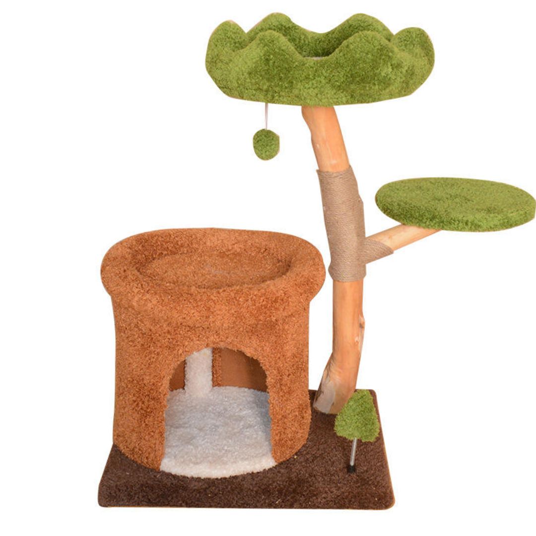 arbre a chat 80 cm avec niche et plateforme pour chat