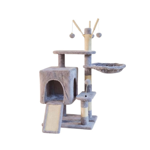 arbre a chat 98 cm avec niche hamac et rampe griffoir