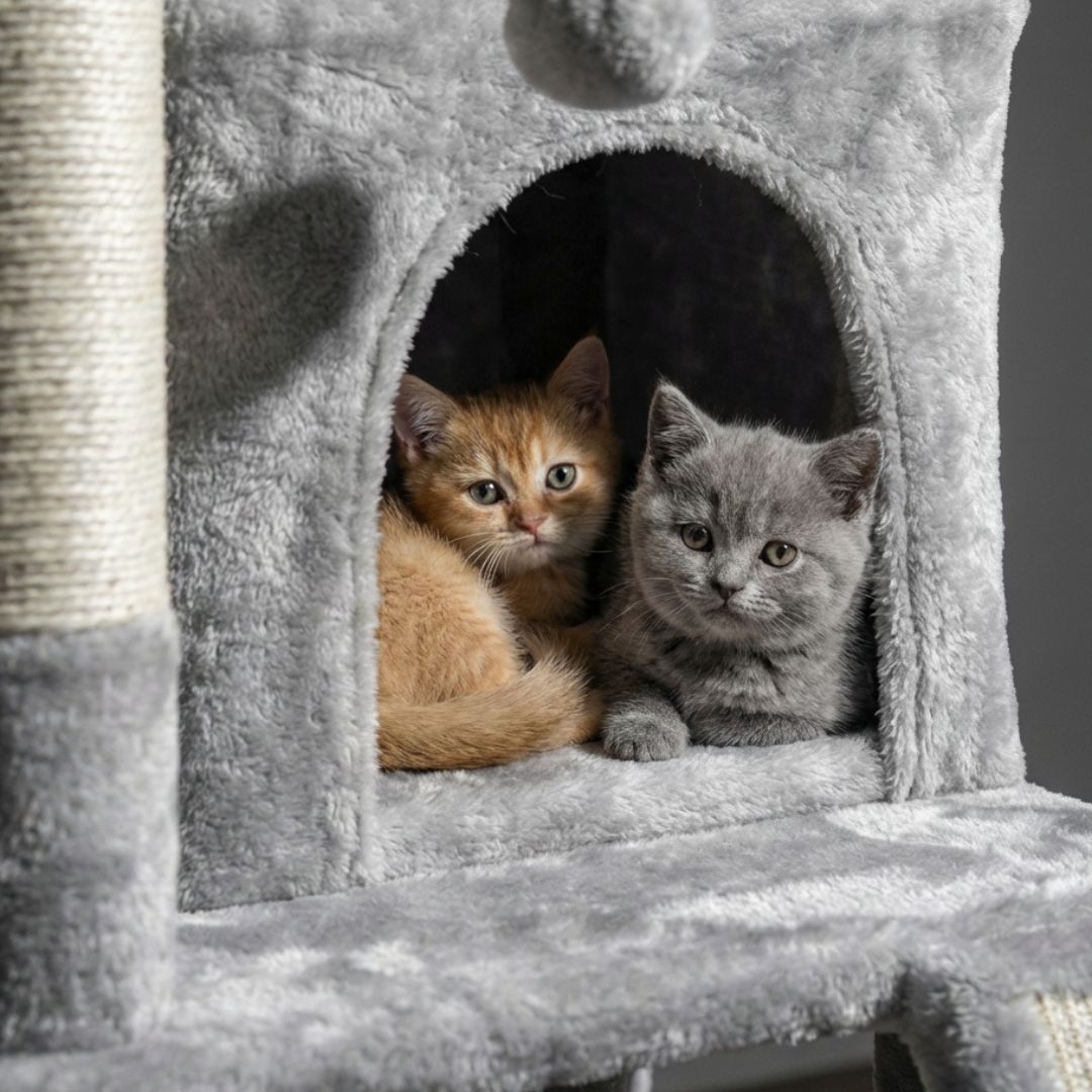 arbre a chat avec niche fermée pour chat