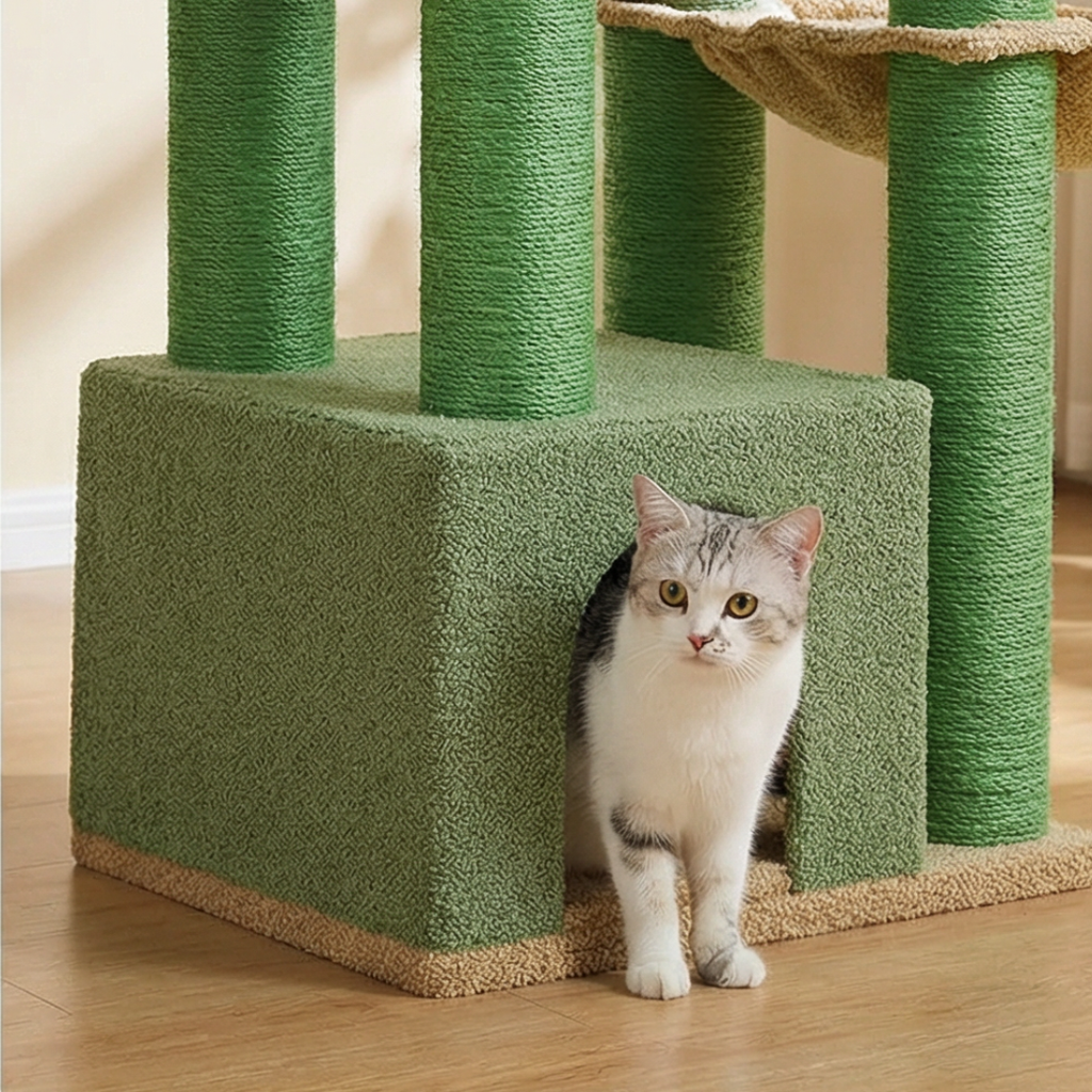 arbre a chat stable avec niches et hamac