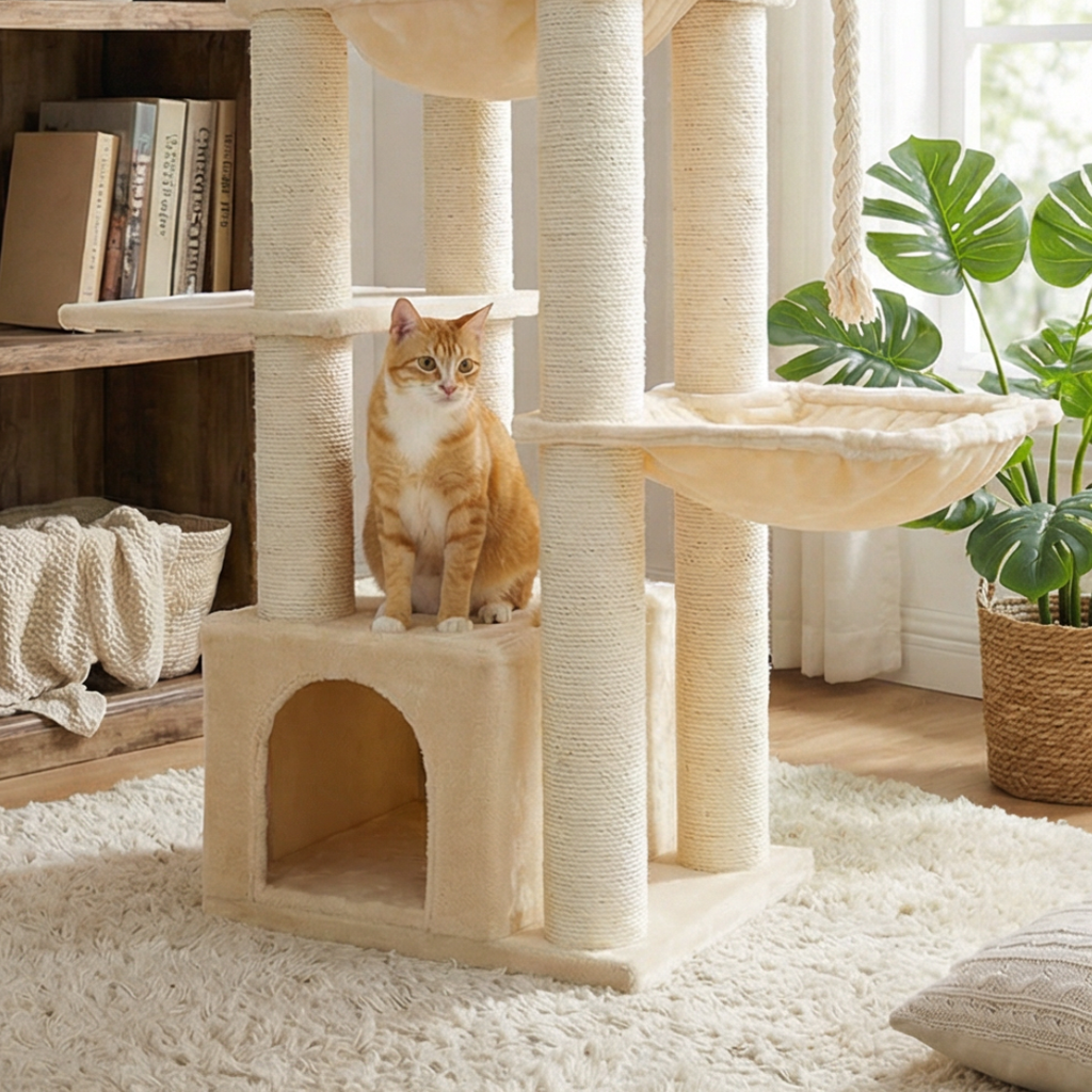 arbre a chat stable avec poteaux griffoirs