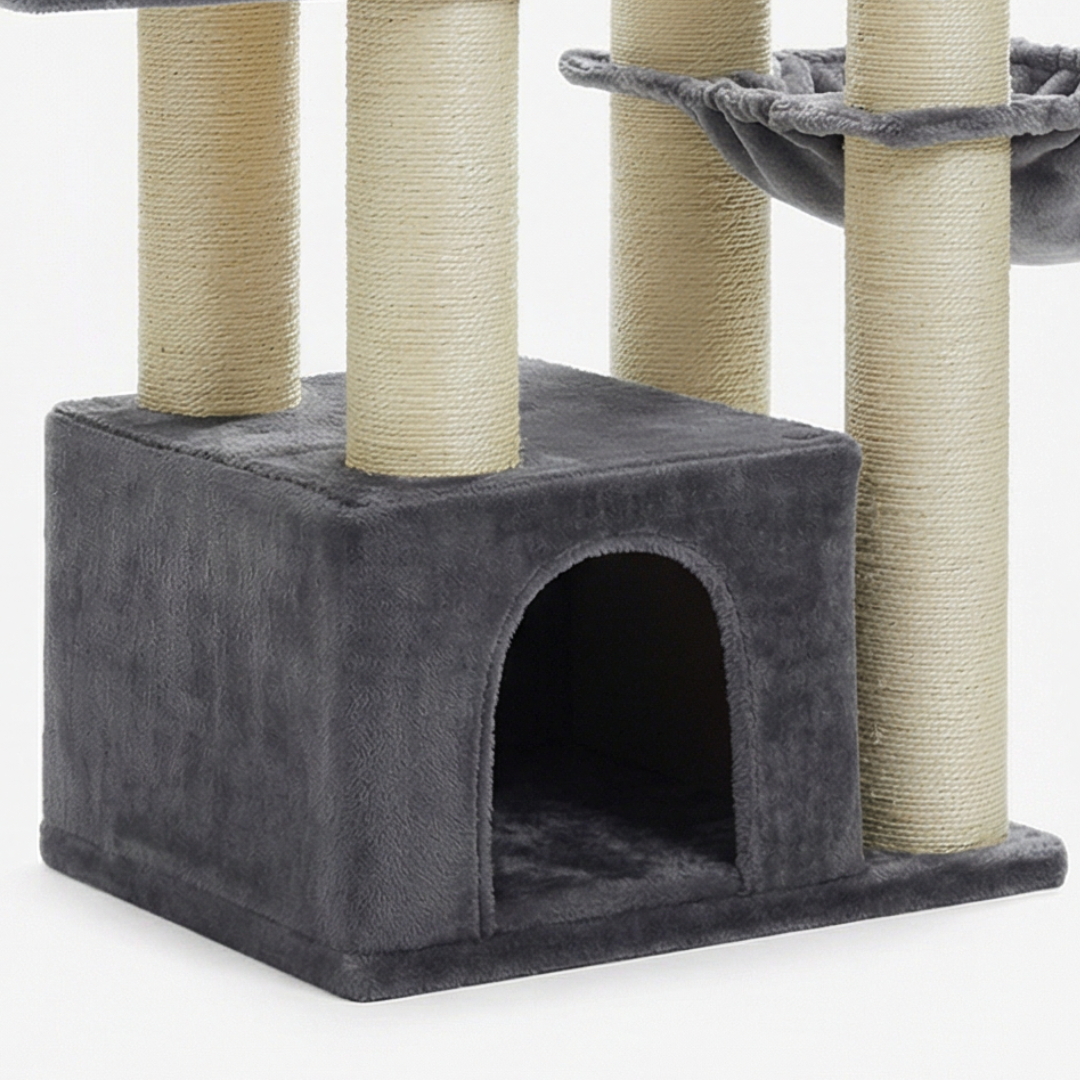 grand arbre a chat gris multi niveaux