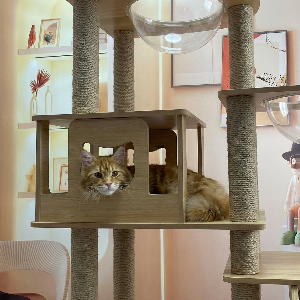 niche confortable sur arbre a chat multi niveaux