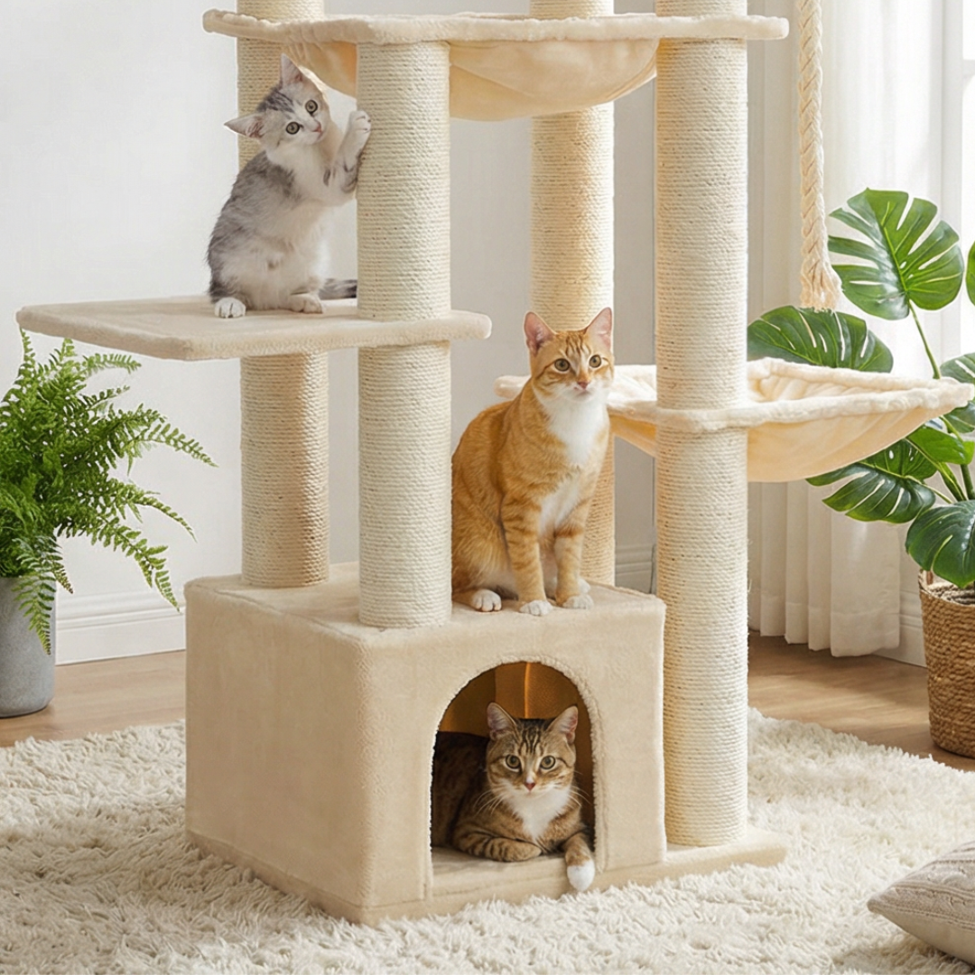 structure escalade pour chat avec griffoirs sisal